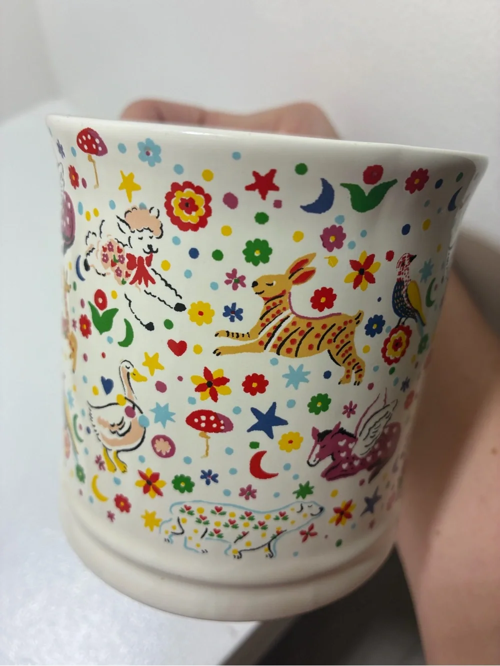 Whimsical Colorful Cartoon animals and floral Coffee Mug by Cath Kidston
